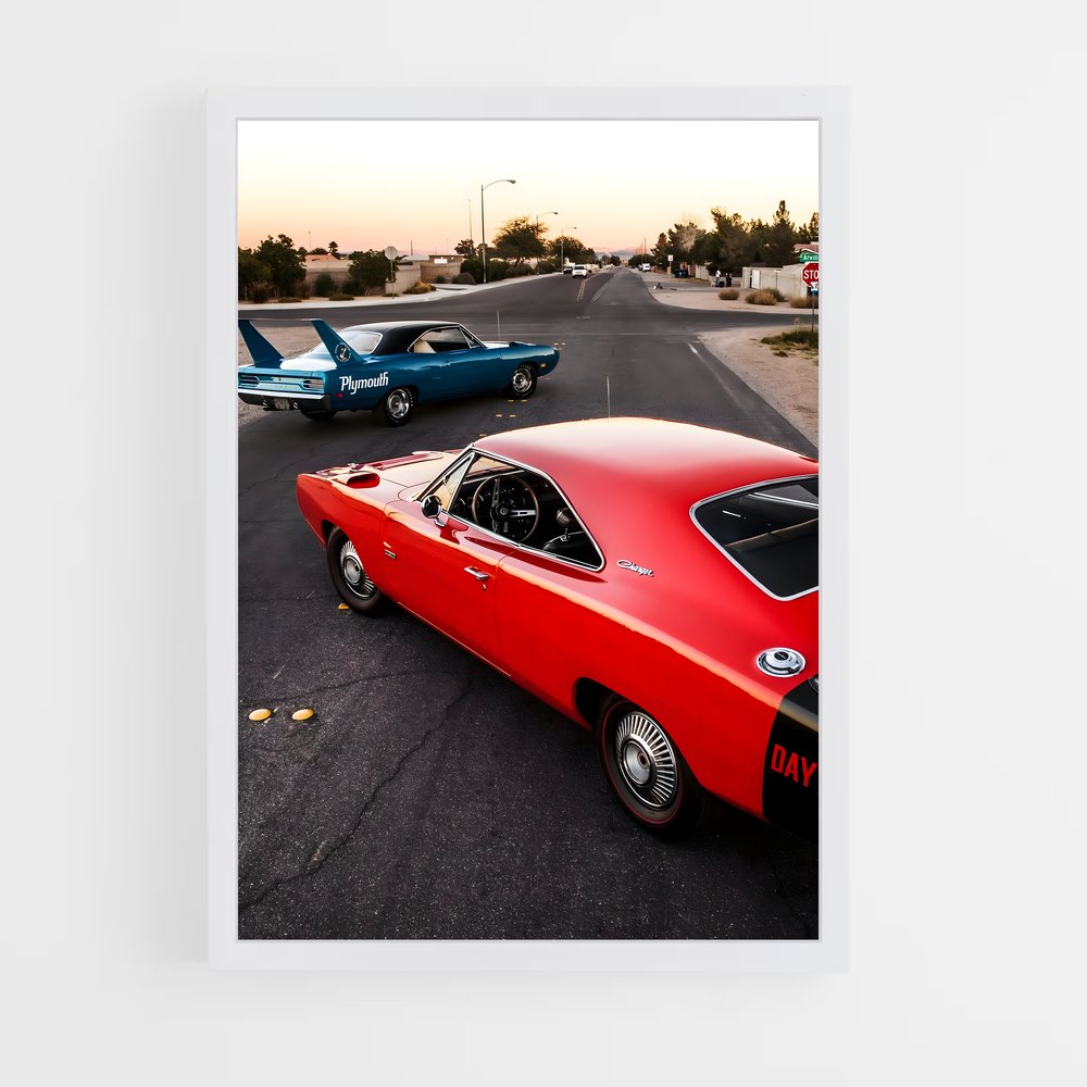 Poster Daytona Rouge – affiche Dodge (vue 3)